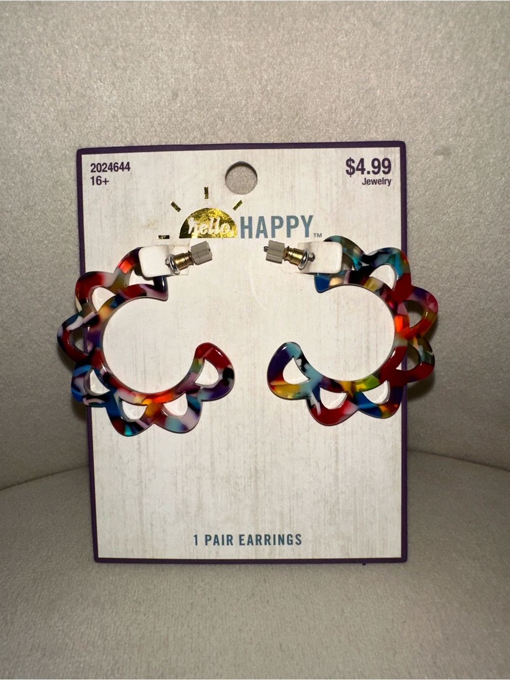 “Hello, Happy” Multicolor Flower Hoop Earrings